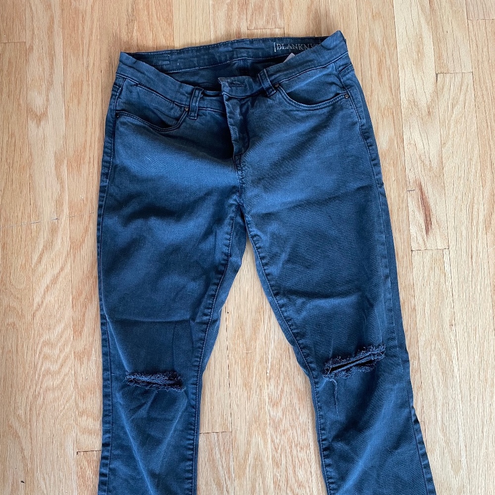Blank NYC Stretchy Distressed Black Denim Pants